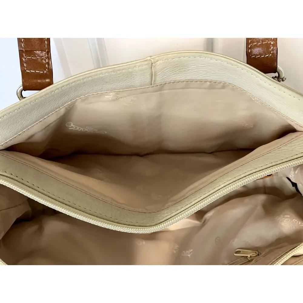Fossil Cream Shoulder Bag with Brown Handles